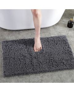 Non Slip Chenille Floor Mat Bath Mat Set Absorbent Mat Blanket - Deep Grey