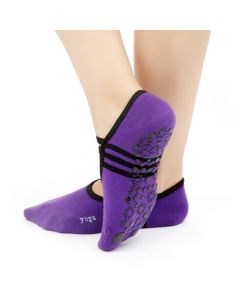 Yoga Socks Women Non Slip Skid Grips Pilates Fitness Ballet Exercise Gym Massage - Purple