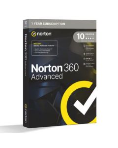 Norton 360 Advanced 1x 10 Device, 1 Year Retail Licence - 200GB Cloud Storage - PC, Mac, iOS & Android *Non-enrolment*