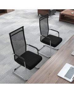 Set of 2 Office Guest Chairs with Metal Sled Base and Armrests