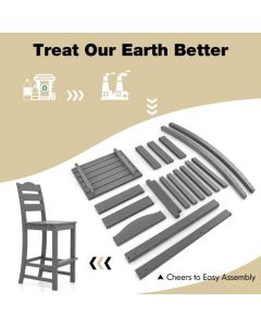 Outdoor HDPE Bar Stool with Backrest and Footrest