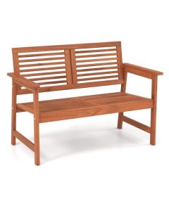 Outdoor Solid Wood Bench with Comfortable Backrest