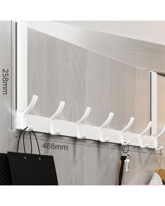 7 Hooks Over The Door Hook Hanger Coat Rack for Clothes Hat Towel - White