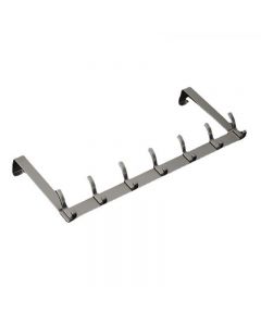 7 Hooks Over The Door Hook Hanger Coat Rack for Clothes Hat Towel - Grey