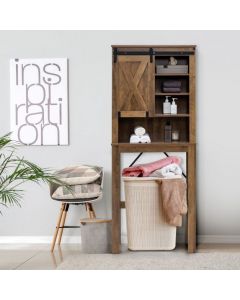 Over The Toilet Storage Cabinet with Sliding Barn Door and 3-level Adjustable Shelves