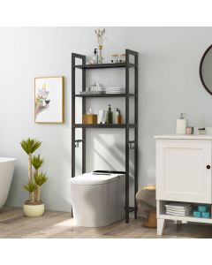 Over-The-Toilet Storage Shelf with Anti-tipping Device and Hooks