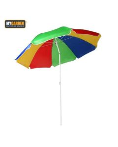 1.8m Beach Parasol Garden Parasol Sunshade Umbrella Sun Parasol with Tilt Function - Colored