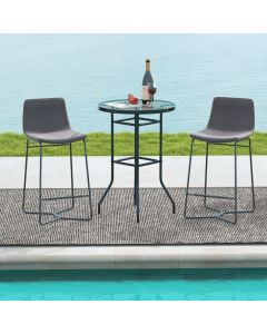Patio Bar Table with Tempered Glass Tabletop and Heavy-duty Metal Frame