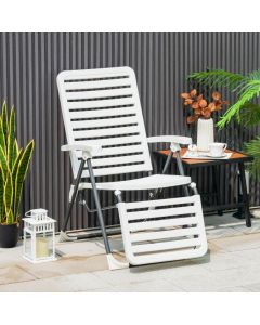 Tri-fold Patio Chaise Lounge Chair with 7-Position Backrest