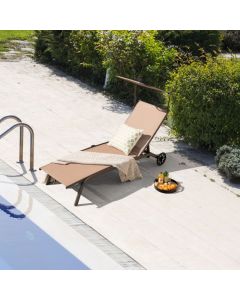 Patio Chaise Lounge Chair with Wheels and Adjustable Canopy