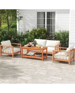 Patio Coffee Table with Solid Wood Structure