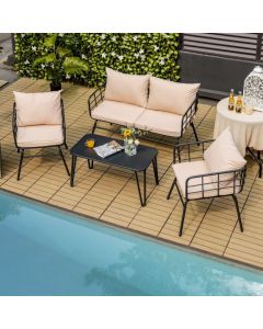 4 Piece Patio Conversation Set with Seat Back Cushions