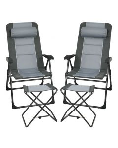 Set of 4 Patio Dining Chairs and Ottoman with 7-Position Adjustable Backrest
