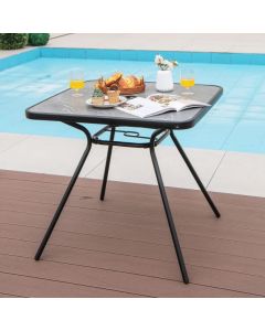 80 x 80 cm Patio Dining Table for 4 Persons with Faux Marble Top