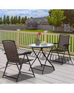 Set of 4 Patio Folding Chairs Portable Garden Armchairs Adjustable