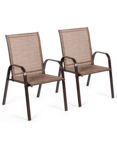 2 Piece Patio Outdoor Camping Chairs Set with Breathable Fabric