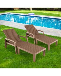 Patio PP Chaise Lounge Chair with 4-Position Adjustable Backrest