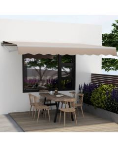 4 x 2.5 m Patio Retractable Awning with Manual Crank Handle