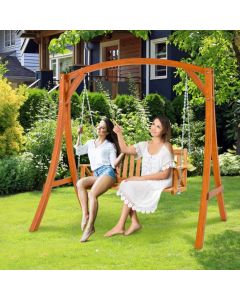 Patio Wood Swing Frame with Curved Arc Top