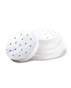 100 pcs Parchment Paper Liner with Hole Greaseproof Baking Mat for Air Fryer White - Round 23cm