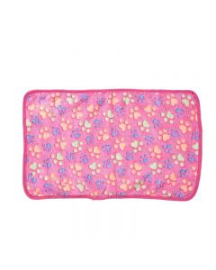76x52cm Warm Pet Mat Paw Print Cat Dog Puppy Fleece Soft Blanket Bed Cushion Cover - Pink