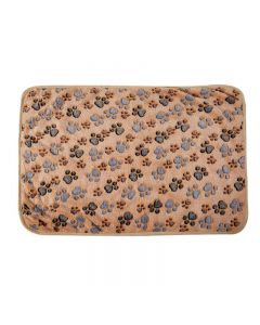 76x52cm Warm Pet Mat Paw Print Cat Dog Puppy Fleece Soft Blanket Bed Cushion Cover - Brown