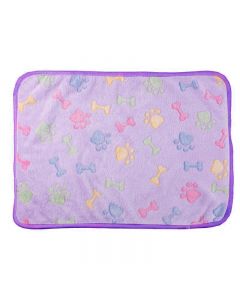 76x52cm Warm Pet Mat Bone Print Cat Dog Puppy Fleece Soft Blanket Bed Cushion Cover - White