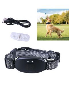 Dog Pet Training Collar Rechargeable Waterproof Electric Shock Anti Bark Collar - Black
