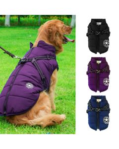 Pet Puppy Dog Cat Clothes Autumn Winter Warm Padded Coat Vest Jacket Apparel - Purple XL