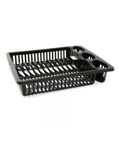 Plastic Dish Drainer Rack Strainer Sink Plate with Cutlery Holder - Random Colour