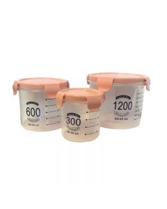 Round Plastic Food Storage Container Set of 3 - Random Colours
