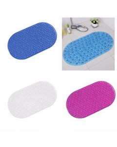 60cm x 35cm Plastic Padded Protection Bath Mat with Suction Cups - Random Colour