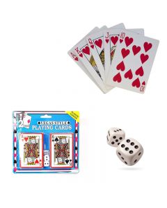 2 Pack Vegas Style Plastic Playing Cards With 3 Dice