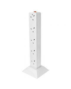 2m 10 Way Mains Power Tower Extension Socket Multi Plug Splitter Adapter Standing UK 3 Pin Lead with Base