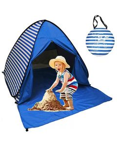 Pop Up Beach Tent Shade Sun Shelter UPF 50+ Canopy Cabana 2-3 Person - Dark Blue Stripes
