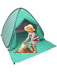 Pop Up Beach Tent Shade Sun Shelter UPF 50+ Canopy Cabana 2-3 Person - Lake Green Stripes