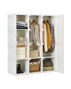 Portable Folding Closet with Doors and Hangers