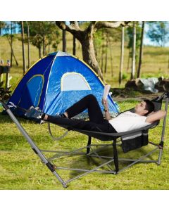 Portable Folding Hammock with Anti-Slip Buckle and Storage Pocket