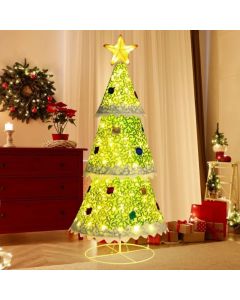 4.6 Feet Pre-Lit Collapsible Christmas Tree with 110 LED Lights