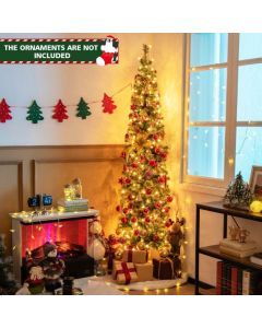 7 FT Pre-Lit Half-Shape Christmas Tree with 403 Branch Tips and 150 LED Lights