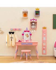 Princess Pretend Play Makeup Dressing Table Set with Removable Mirror