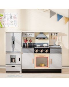 Pretend Play Kitchen Toy with Freestanding Refrigerator