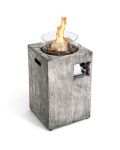 8.79 KW Propane Gas Fire Pit Table with Glass Wind Guard