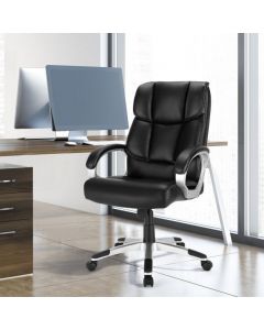 Height Adjustable Leather Office Chair with Rocking Backrest