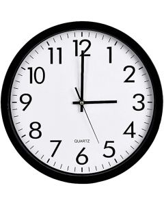 Quartz Basic Wall Clock Round Vintage Analogue Clocks for Home Kitchen Bedroom 20 cm - Black