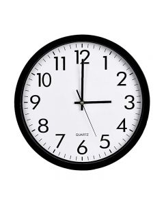 Quartz Basic Wall Clock Round Vintage Analogue Clocks for Home Kitchen Bedroom 22 cm - Black