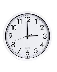 Quartz Basic Wall Clock Round Vintage Analogue Clocks for Home Kitchen Bedroom 22 cm - White