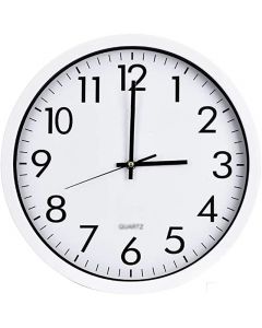 Quartz Basic Wall Clock Round Vintage Analogue Clocks for Home Kitchen Bedroom 20 cm - White