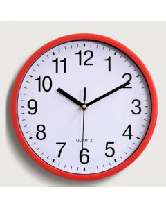 Quartz Basic Wall Clock Round Vintage Analogue Clocks for Home Kitchen Bedroom 22 cm - Red