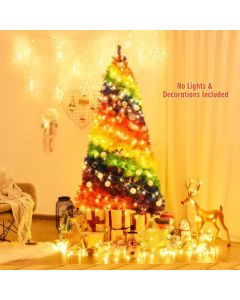 7 Feet Hinged Rainbow Artificial Christmas Tree with 1213 Branch Tips